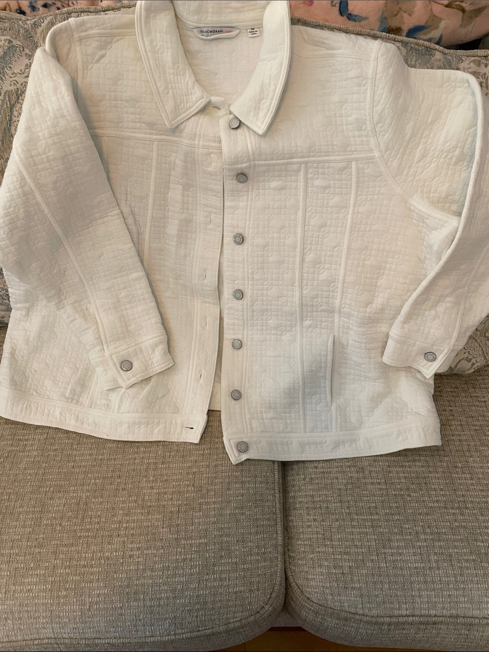 Isaac Mizrahi White Quilted Button-Front Jacket 3x